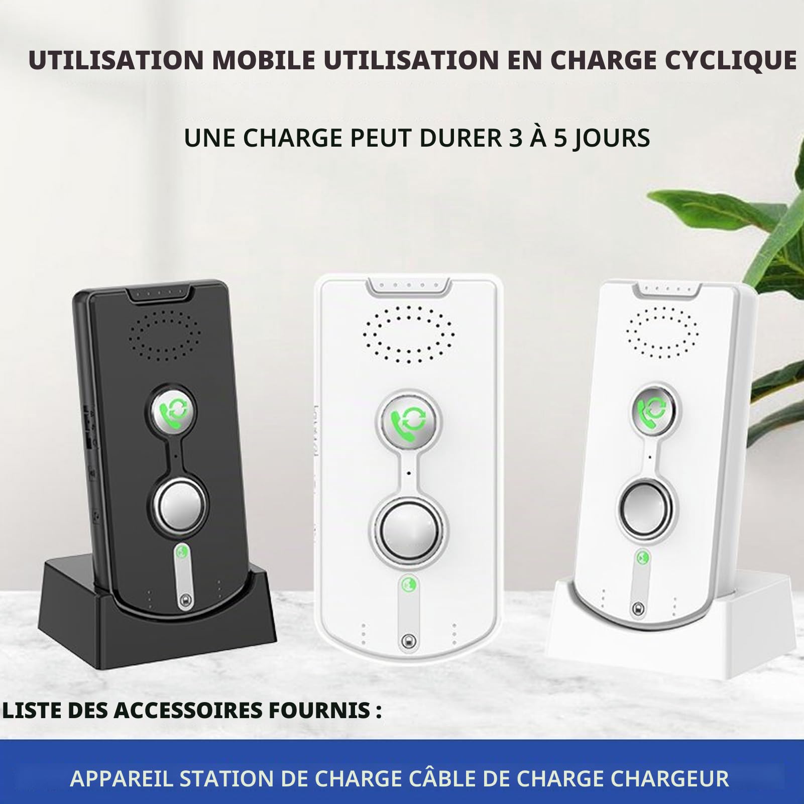 Interphone sans Fil pour la Maison 1000m Gamme Voix activé 2 Voies Interphone pour la Maison de Bureau de Maison Maison dans la Chambre DC5v 1A (White)