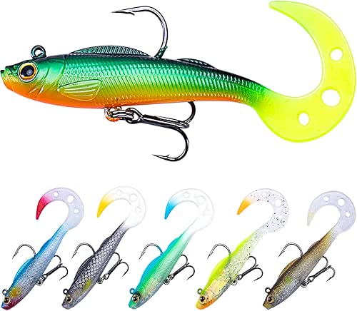 Soft Fishing Lures Pre-Rigged Jig Head Swimbaits for Bass Fishing