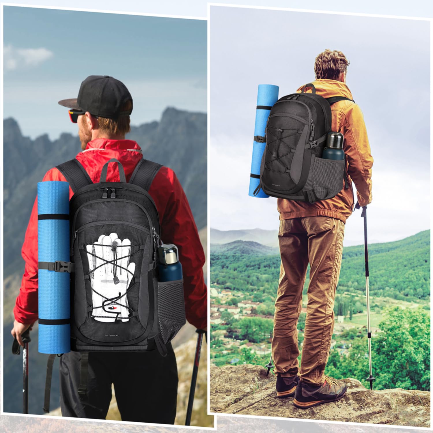 RAINSMORE Mochila Senderismo 40 Litros Mochila de Viaje para Hombre Mujer Mochila Impermeable Plegable Ligera Mochilas de Marcha para Camping Excursiones Acampadas Montaña al aire libre