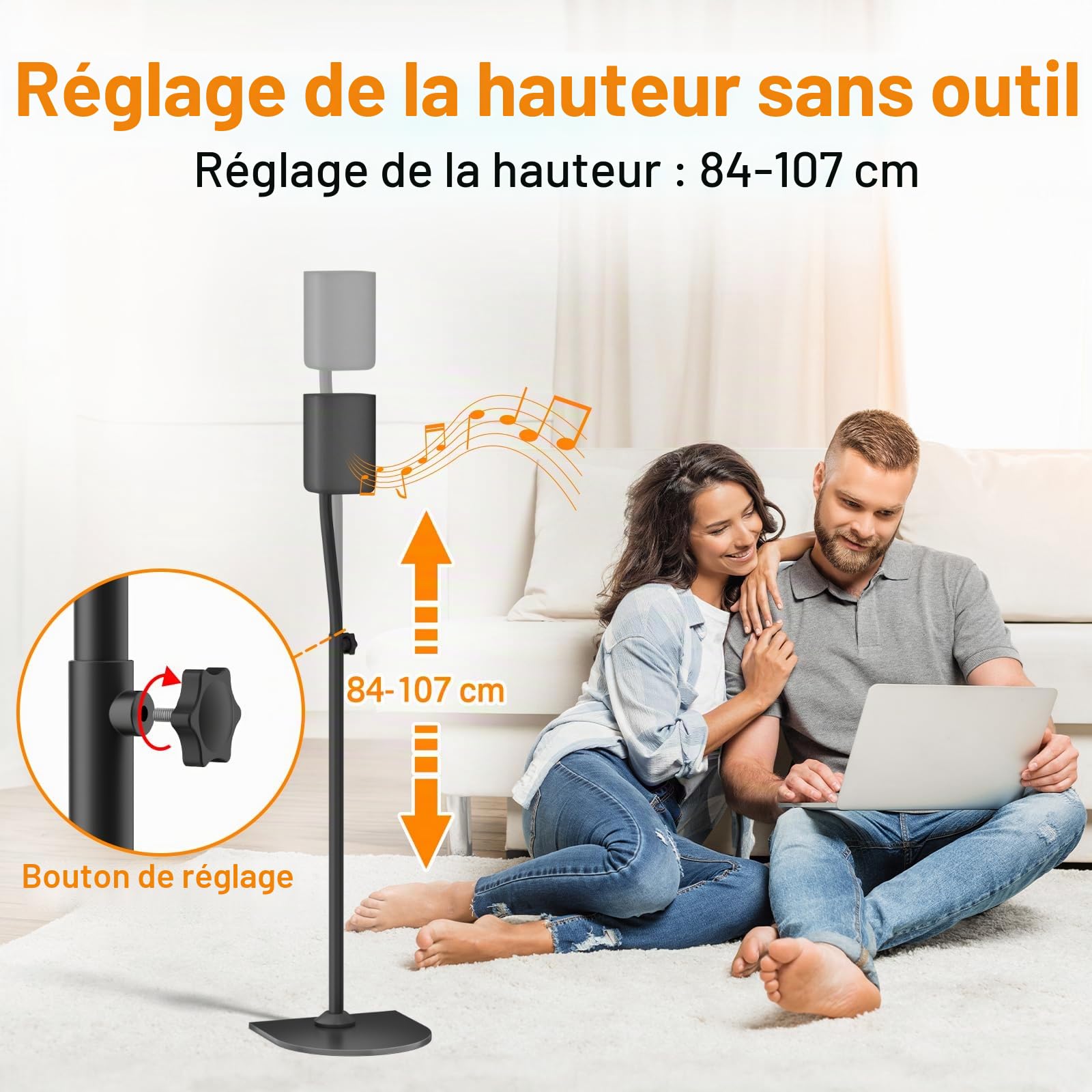 Paire de Supports Surround universels Extensibles en Hauteur de 33" à 42" - Supports d'enceintes arrière pour la Plupart des Petits Supports d'enceintes Surround Satellites LG, Vizio, Sony, Samsung.