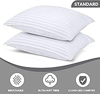 Vista 2 de Utopia Bedding - Almohadas de cama para dormir de tamaño estándar (blanco), juego de 2, calidad de hotel refrescante, para dormir de espalda, boca