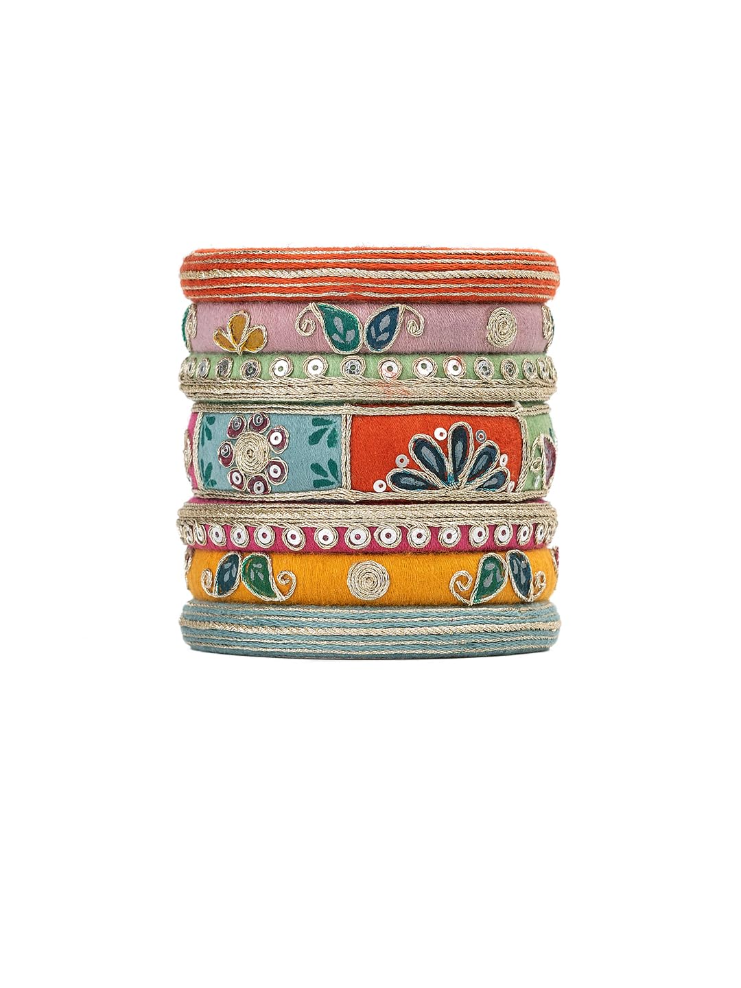 Taasha Craft Kangana colourful hand painted silver work cotton thread Navratri bangles set For Women & girls Size 2.4 Set of (7 Bangles) (B0DF5W8CKP) Amazon Price History, Amazon Price Tracker