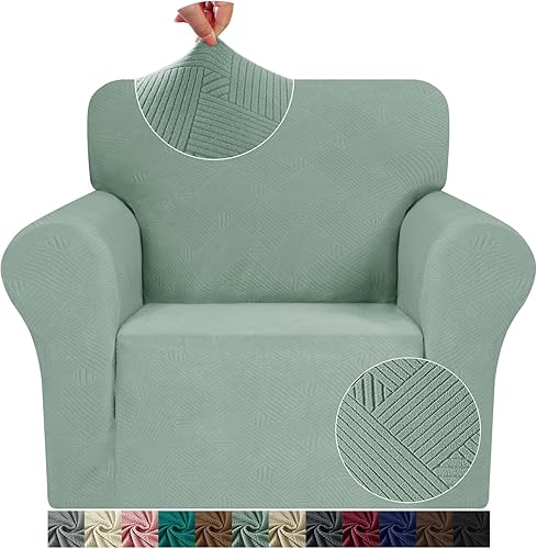 JIVINER Fundas súper elásticas para silla, 1 pieza, universales, de jacquard, para sillón, con cuadros pequeños, con parte inferior elástica (tamaño
