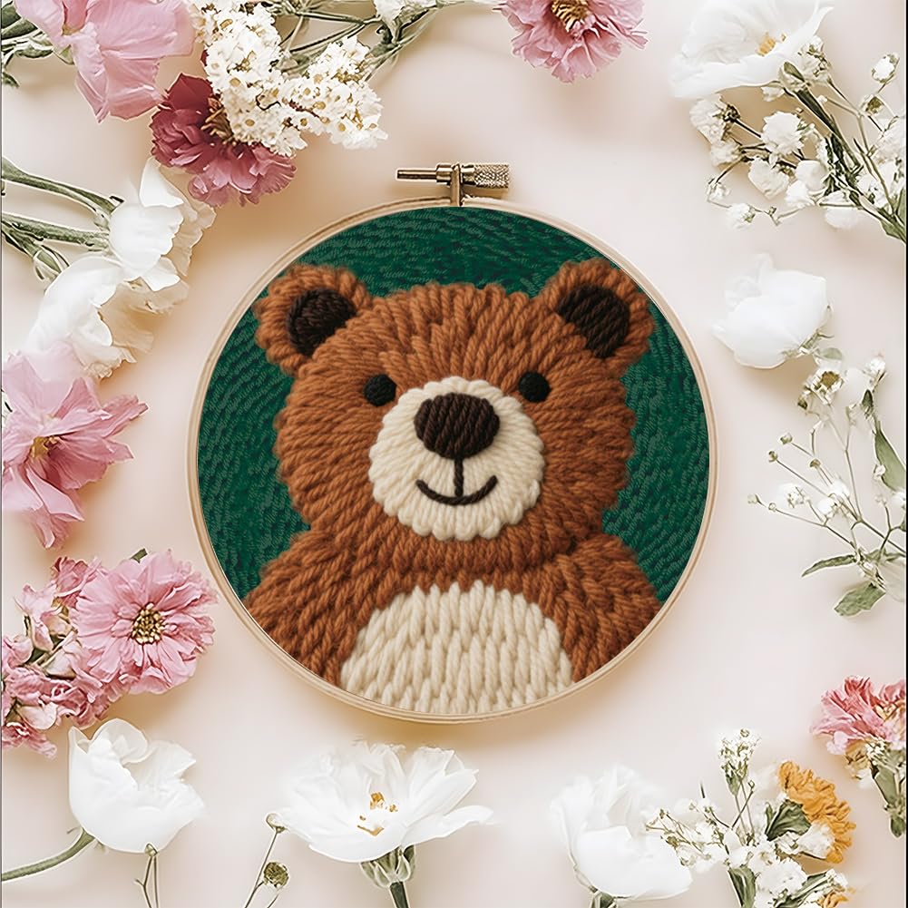 FREEBLOSS Kit fai da te Punch Needle per principianti, per cartoni animati, con pneumatici e istruzioni per il ricamo per adulti, regalo e decorazione