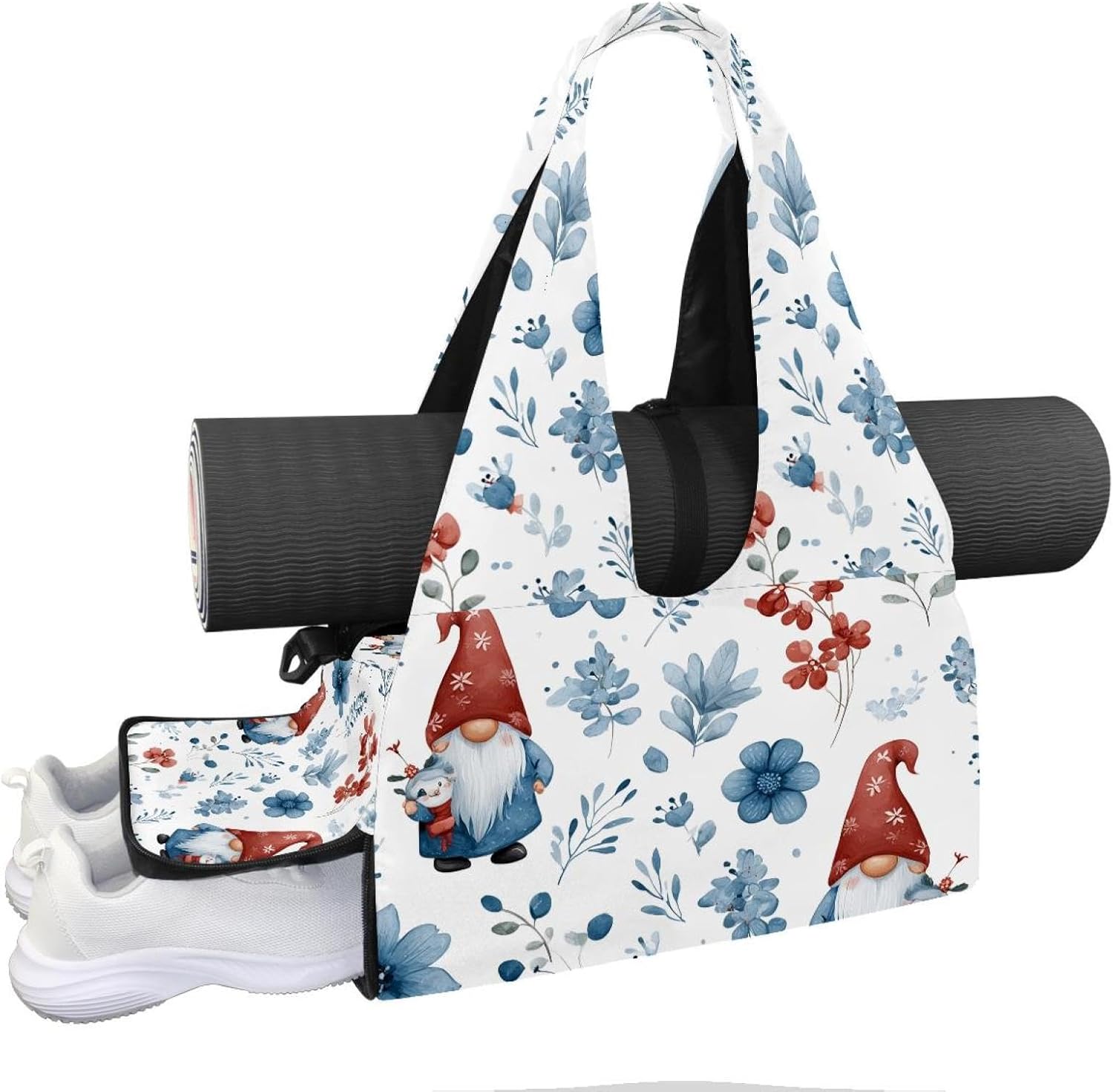 Yoga Mat Bag, Gym Workout Bag with Shoe Compartment, Leopard Kiss Lips Pilates Bag for Women, Quick Access Storage Yoga Tote Bag for Sports Travel Office