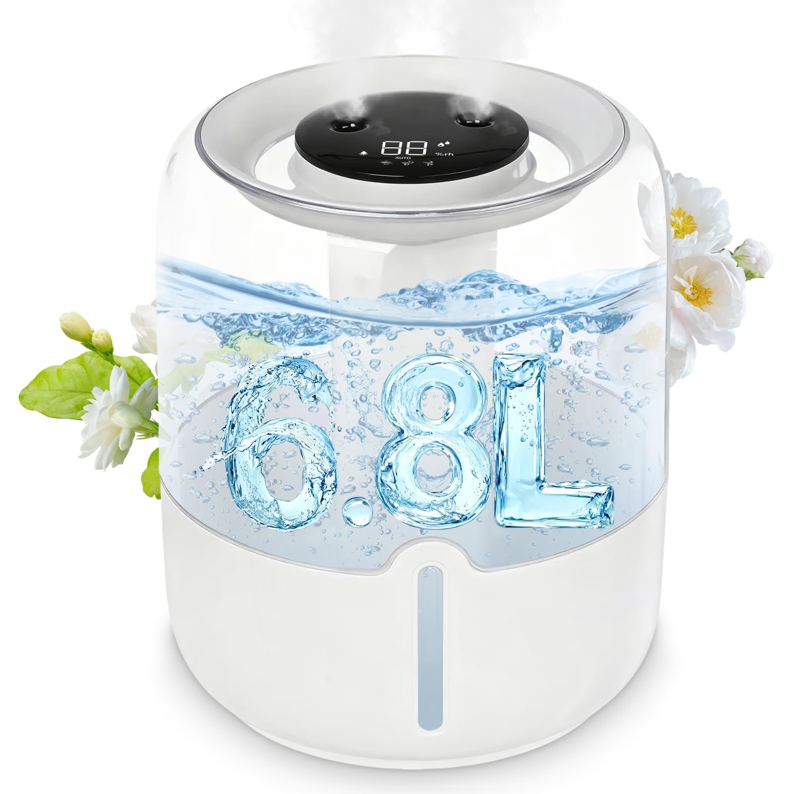 6.8L y 20H Humidificador, Luz Nocturna, Plata An-tiba-cteria