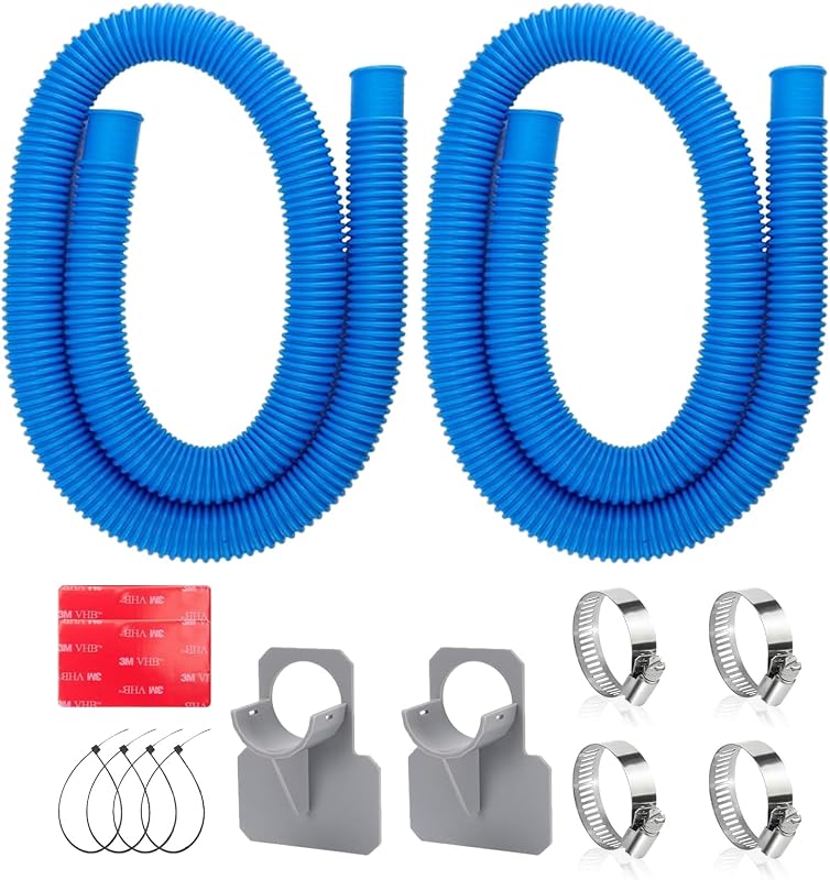 1.25" x 41in Pool Hoses Set for Above Ground Pools – Pool Pump Replacement Hose with Clamps, Compatible with Intex, Coleman, Summer Waves Pool Pumps & Filters (2 PACK Blue)