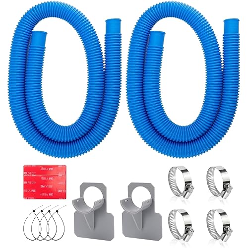 1.25" x 41in Pool Hoses Set for Above Ground Pools – Pool Pump Replacement Hose with Clamps, Compatible with Intex, Coleman, Summer Waves Pool Pumps & Filters (2 PACK Blue)