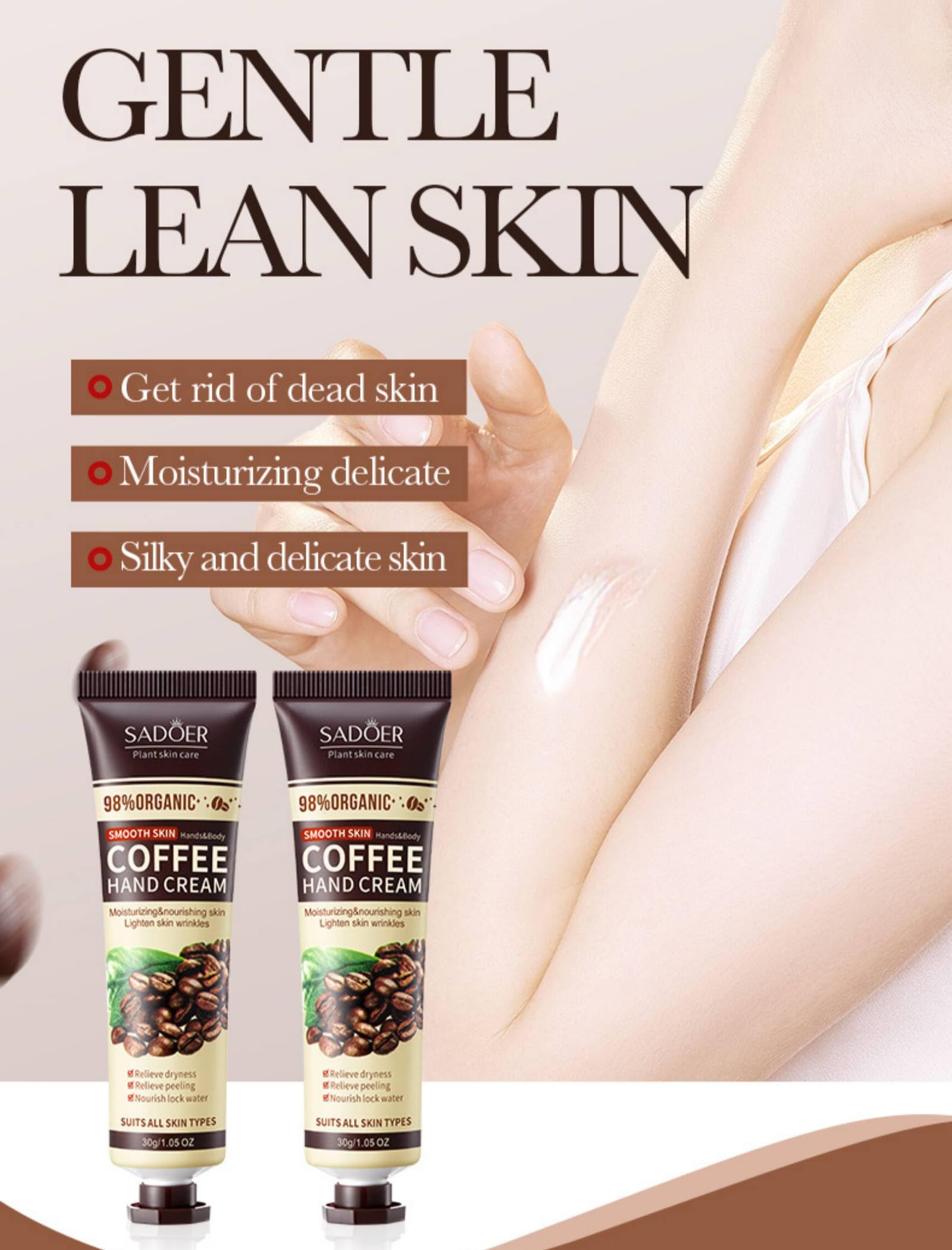 2Pcs Coffee Hand Cream Intense Nourishing Hydrating Anti-Cracking Moisturising Hand Cream, 60 g (Pack of 1) - Image 2