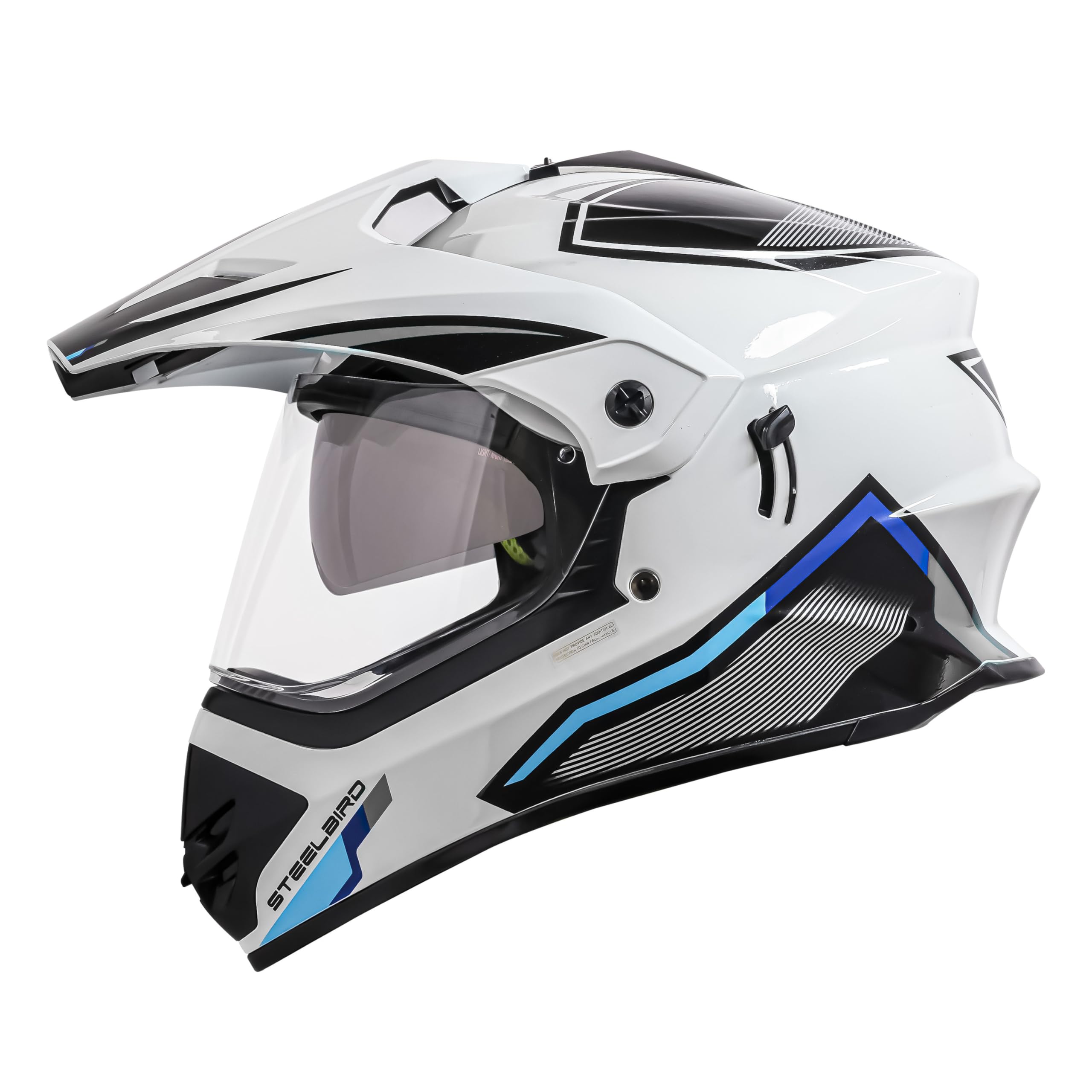 Steelbird Racer Off Road ISI Certified Motocross Double Visor Full Face Graphic Helmet Outer Clear Visor and Inner Silver Sun Shield