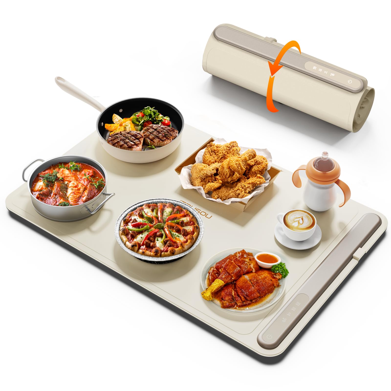 Electric Warming Tray - Full Surface Heating,Rollable & Portable,Premium Silicone Nano-Material,3 Temperature Settings,Auto Shut-Off -Versatile Food Warmer for Gatherings,Parties,Everyday Use
