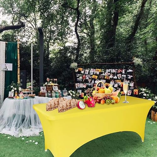 Miniatura 3 de Fvstar 2 manteles de 6 pies, mantel rectangular elástico ajustable de 6 pies, protector de mesa lavable de 6 pies para fiestas, bodas, banquetes,