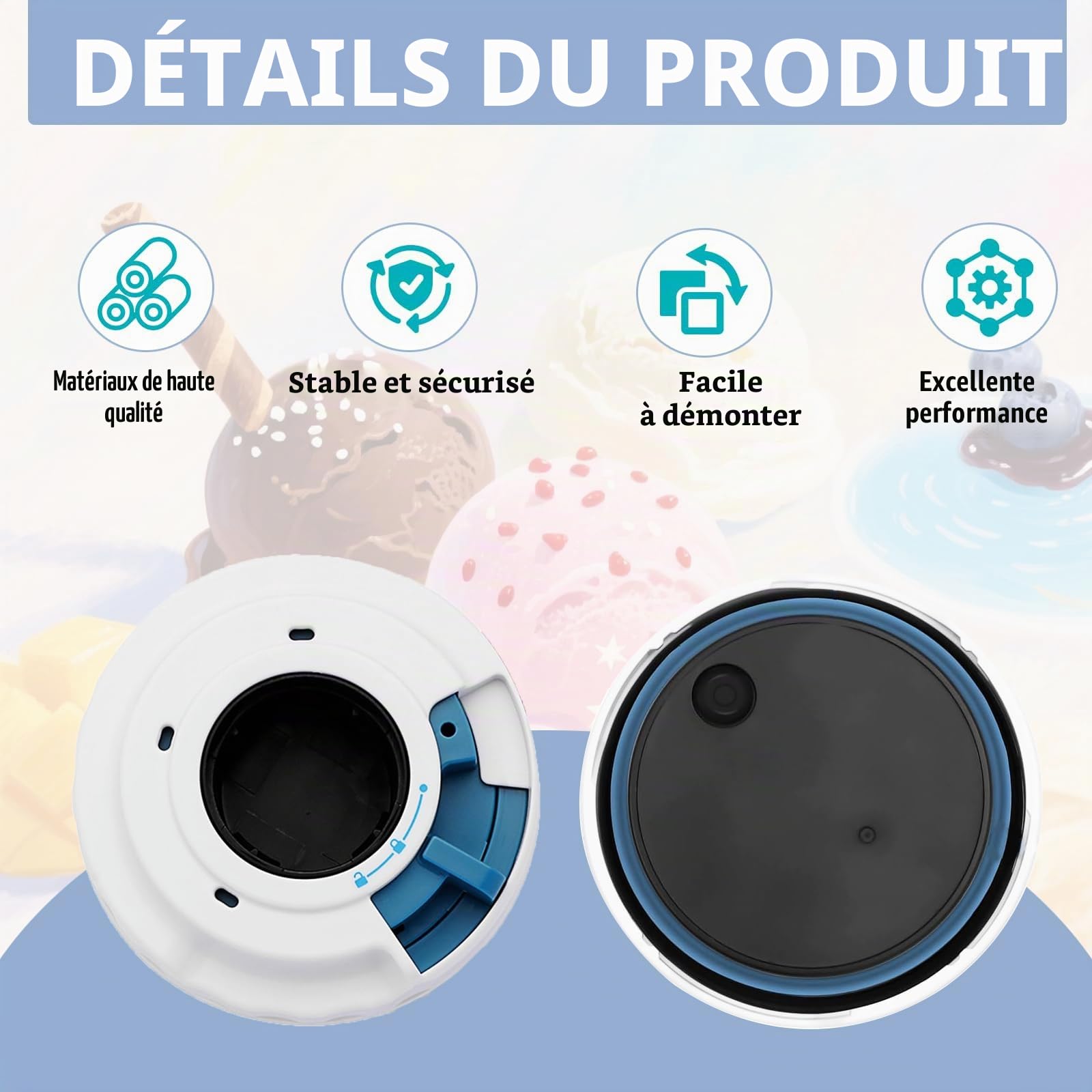 Couvercle pour Ninja Swirl Creami, accessoire pour Nc700 Nc701eu série, compatible avec la machine à glace, passe au lave-vaisselle