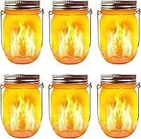Vista 1 de Luces solares de antorcha parpadeante, paquete de 6 linternas parpadeantes impermeables para bailar, tarro de cristal integrado, patio al aire