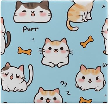 Square Memory Foam Seat Cushion for Truckers & Office Workers Cute Funny Cats Mint Green Art, Ergonomic Lumbar Support & Pain Relief Pad
