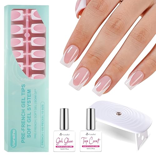 Vansiho Gel Nail Kit - Pink Deep Short Squre French