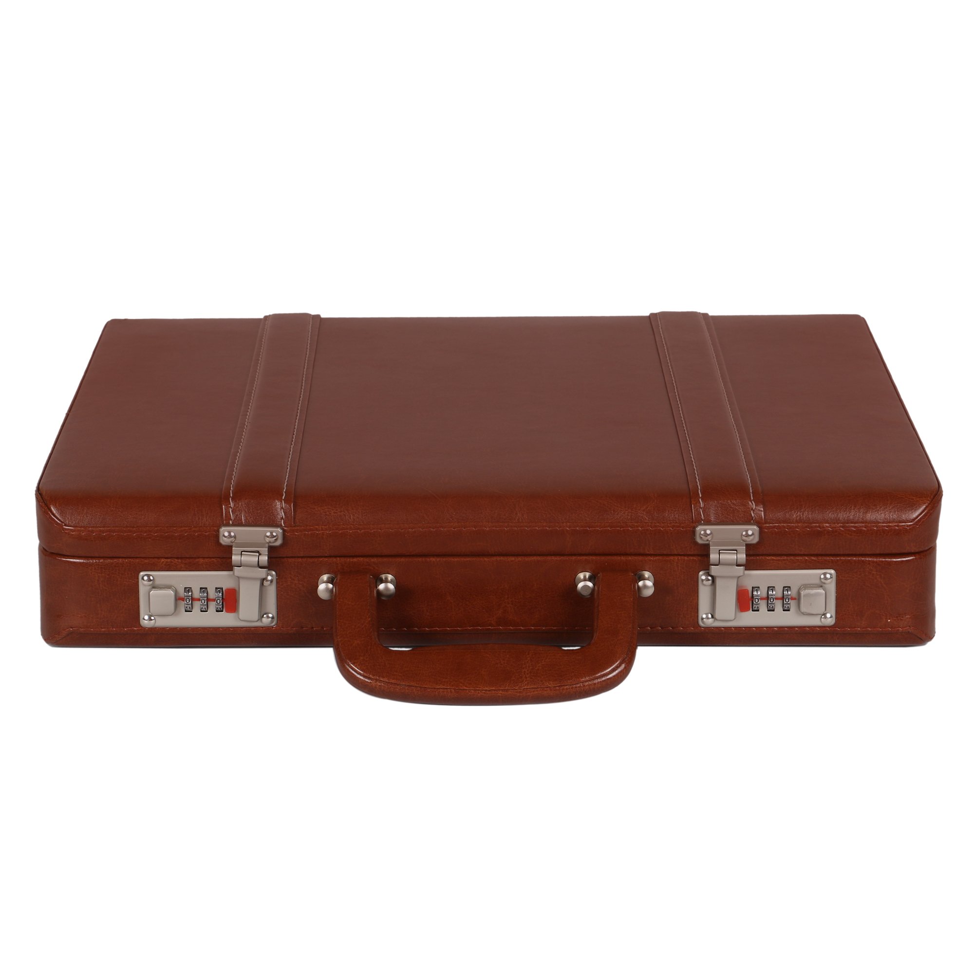 Faux Leather Briefcase Laptop Compartment Expandable Features High-Security Combo Number Lock Briefcase Bag for Men Tan-image-36