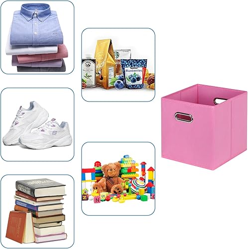 Miniatura 3 de Contenedores de almacenamiento de cubo de tela negros, 13x13x13 pulgadas, contenedor organizador de cubo con cajas de almacenamiento plegables con