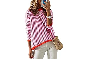 Women's Striped Sweaters: A Tale of Red and Pink