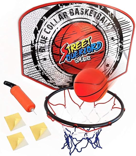 koolbitz Kids Large Basketball Hoop Set, Attachable To Door & Wall Backboard Shatterproof Backboard Novelty with Pump Ball Durable Design Perfect for Indoor & Outdoor Game, Pack of 1
