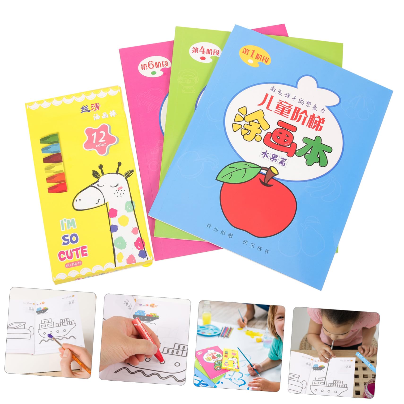 OSALADI Libro Da Colorare Per Ragazzo Ragazza Piccoli Pastelli Cera Inclusi Album Da Colorare Motivi Di Cartoni Animati Vuoti Per Stimolare Immaginazione Dei Ragazzo Ragazza