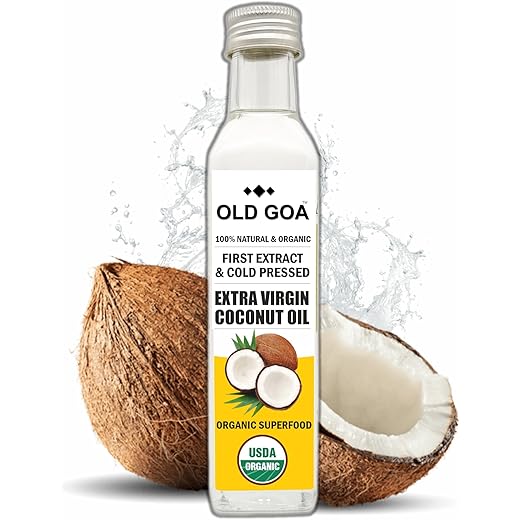 OLDGOA Cold Pressed Extra Virgin Coconut Oil | Used For Baby, Hair, Skin, Massage, Cooking, Oil Pulling, Drinking, Weight Loss, Edible | 100% Pure, Organic & Edible | Made With Fresh Coconut Milk (100 ML)