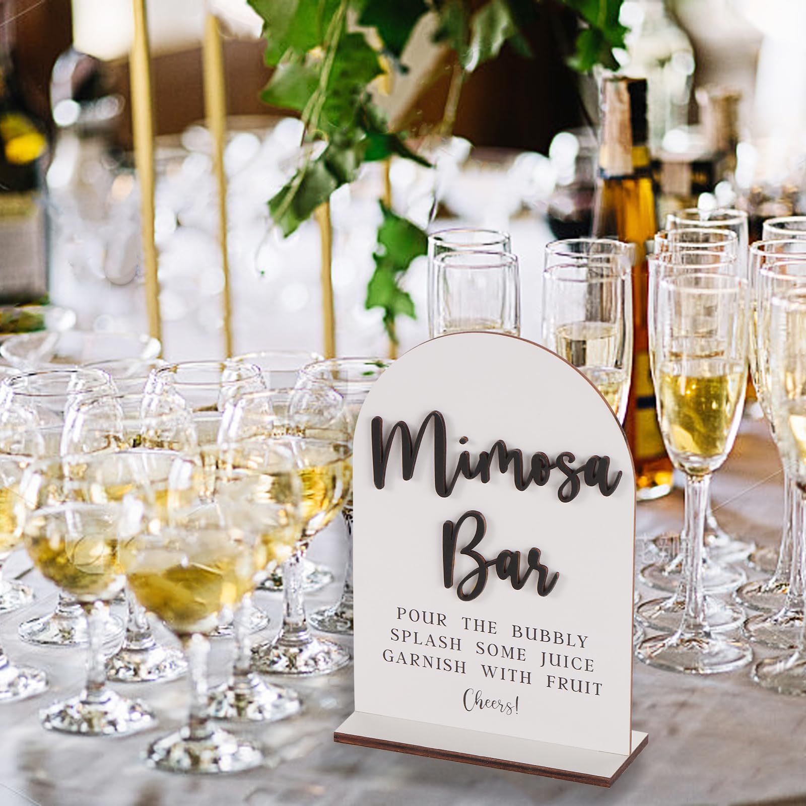 RANERVZ Mimosa Bar Sign for Bridal Shower Wedding Table Sign Rustic Mimosa Bar Supplies for Baby Shower Engagement Bachelorette Party Reception