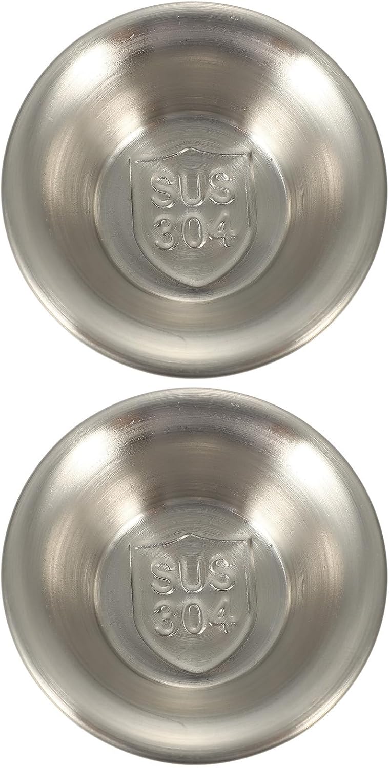 Stainless Steel Sauce Cups 2pcs round Condiment Pots for Restaurants