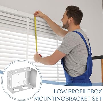 Hotop Blind Brackets 2 Inch Low Profile Box Mounting Bracket for Window Blinds Headrail, White(4)
