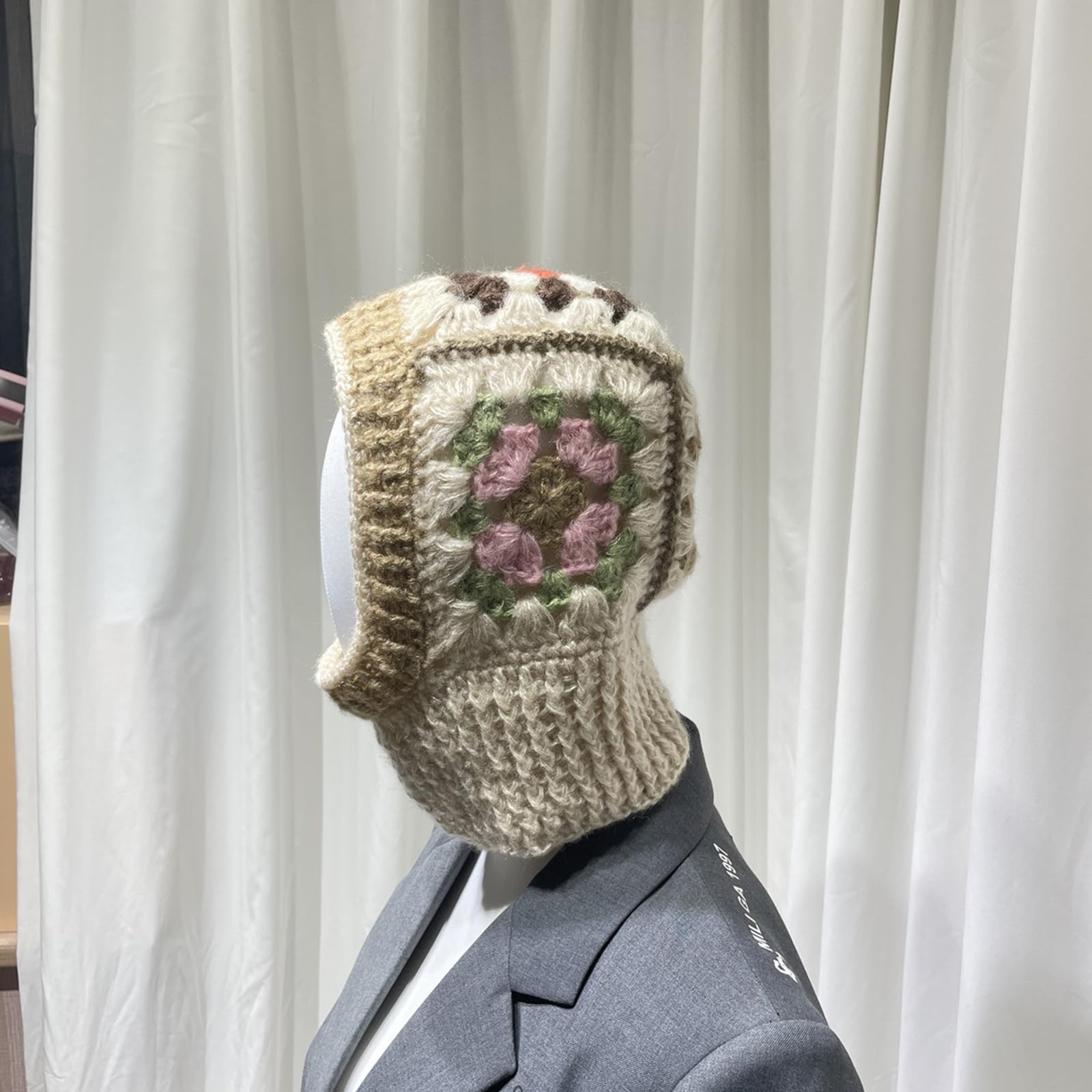 Cagoule élastique coupe-vent avec motif floral pour homme et femme garde le cou au chaud Bonnet pour temps froid Cyclisme Randonnée Hiver Adulte Écharpe d'hiver chaude