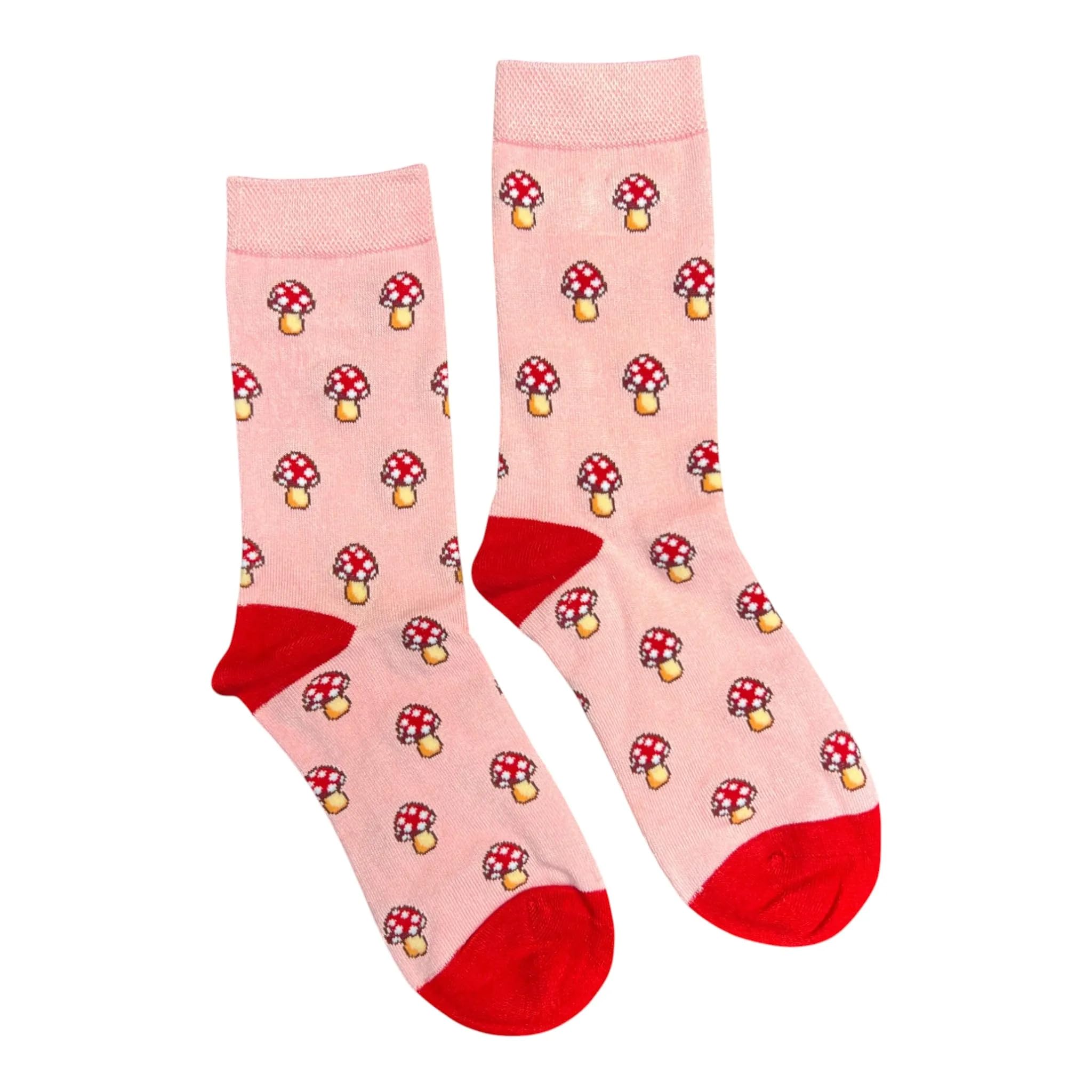 Jess & Lou Women's Bamboo Socks - Pink Marvellous Mushrooms