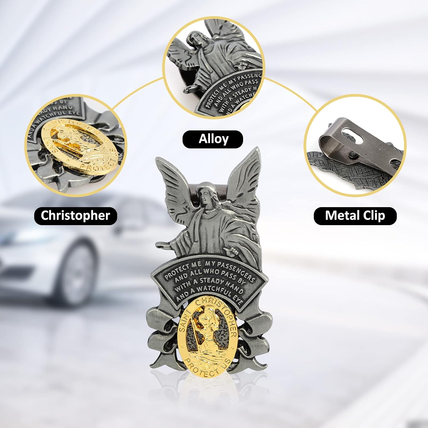 Guardian Angel St Christopher Medal Saint Christopher Car Visor Clip image 2