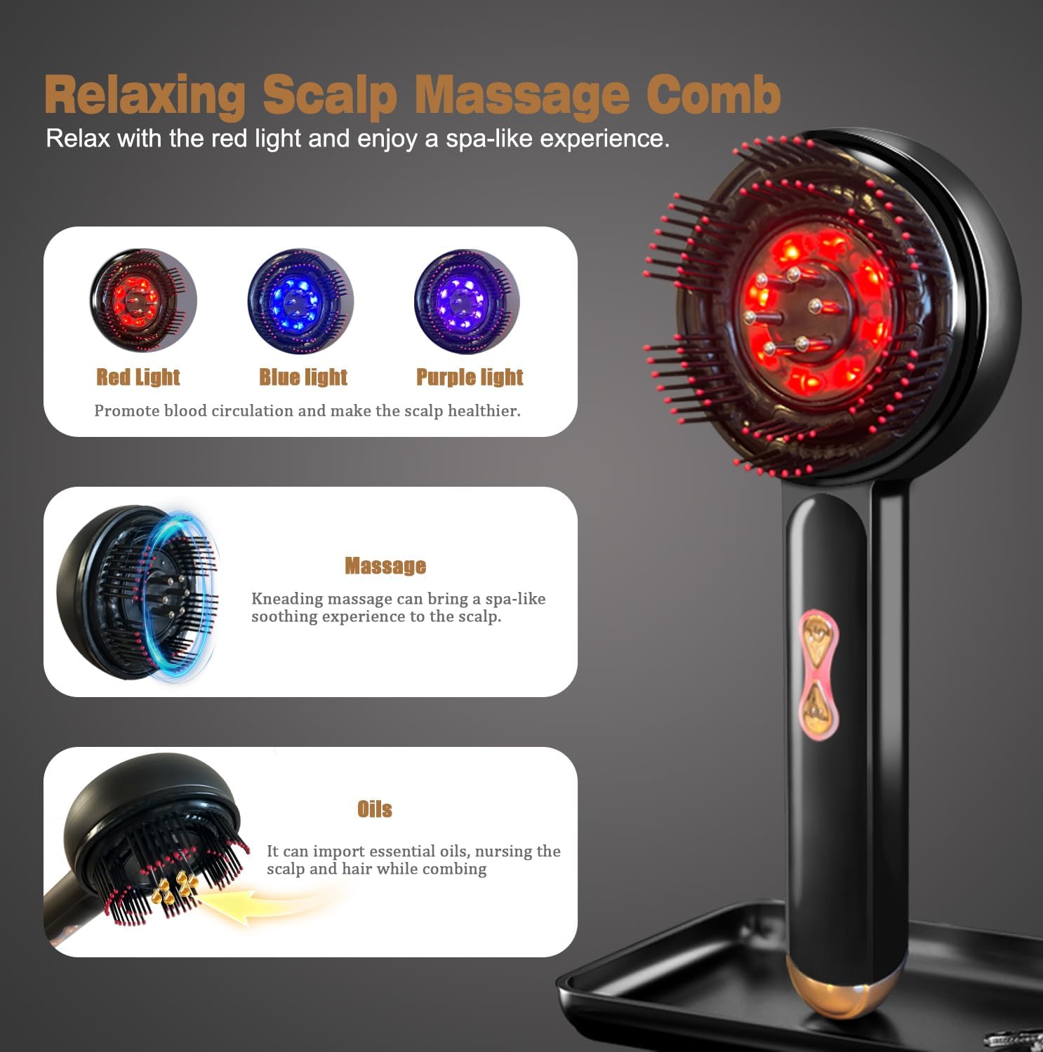 3 in 1 Hair Oil Applicator, Hair Growth Comb, Hair Scrubber Scalp Massage Tool for Women Hair Care,Home and Travel Use