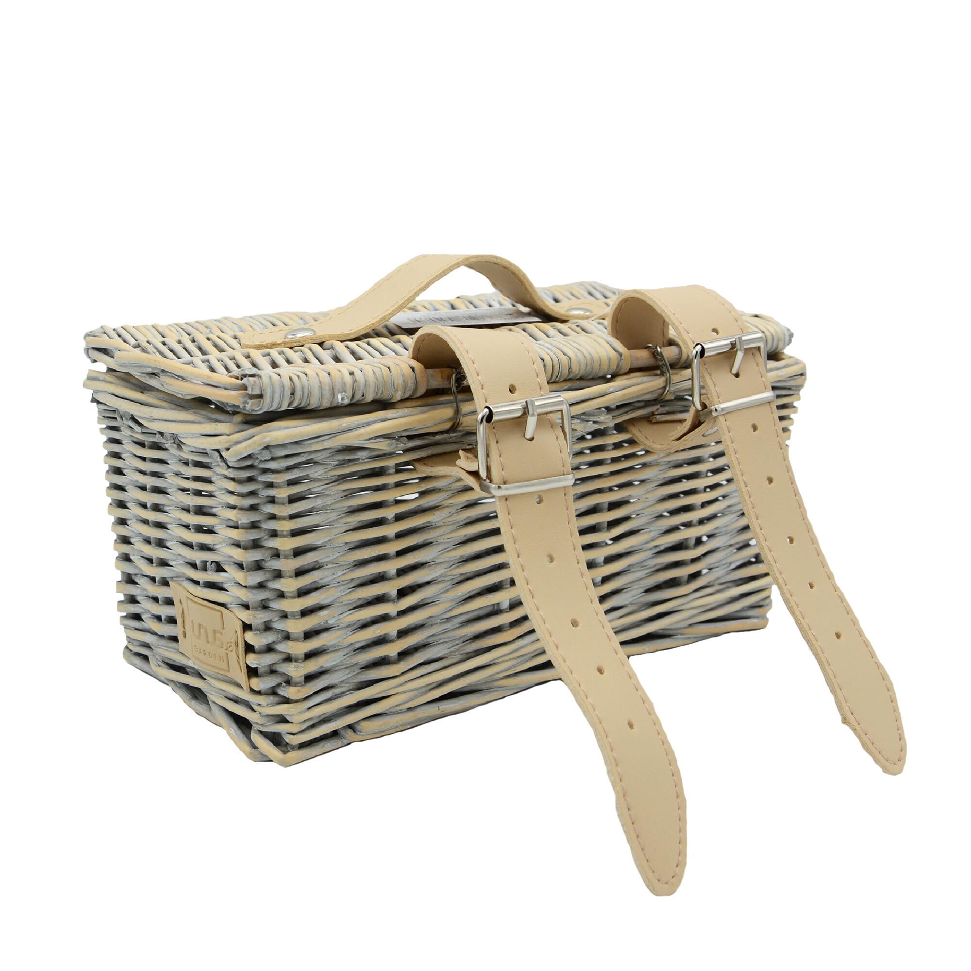 Mini Panier Vélo En Osier Naturel - À Fixer Sur Le Guidon - Dimensions 23x11,5x11 Cm - Avec Lanières Cuir Synthétique - Pour Tasse, Téléphone, Portefeuille