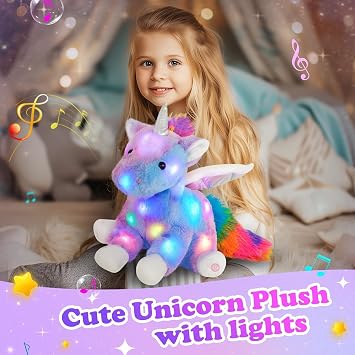 Musical Light up Rainbow Unicorn Stuffed Animal Singing Plush