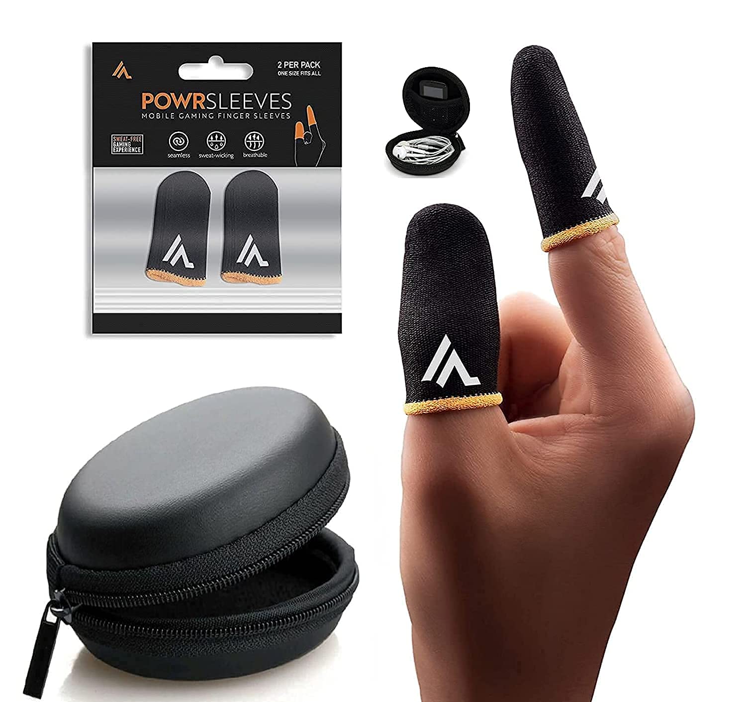 QOCXRRIN PRO MAX Mobile Finger Gaming Sleeves (2 Pieces) with Super Conductive Carbon Fiber Fabric with Multipurpose Round Shape Pouch (Multicolour) (Sleeve+Pouch)-image-12