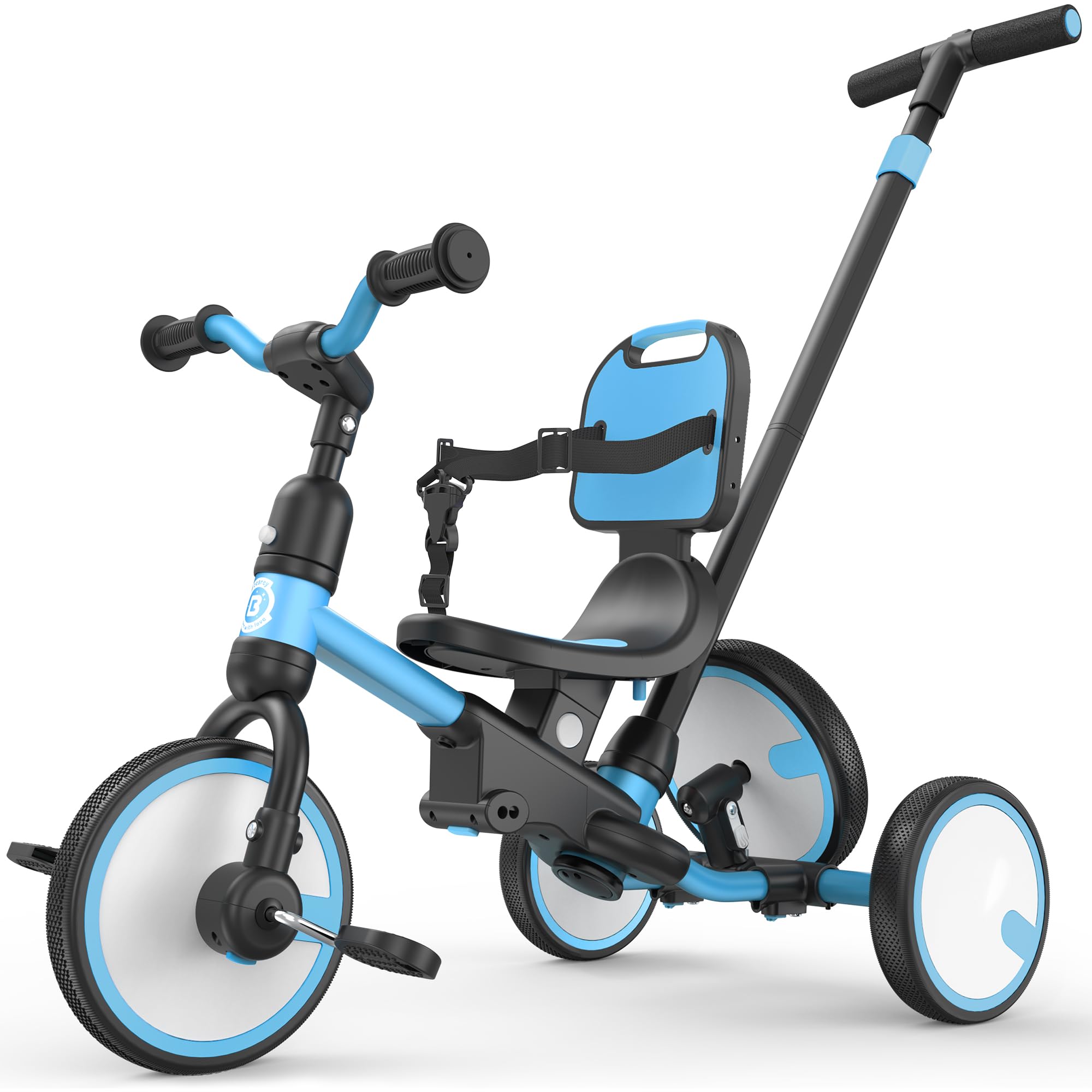 Photo 1 of besrey 5-in-1 Toddler Tricycle with Push Handle, Grow with Me Kids Trike for 1-3 Years, Balance Bike & Tricycle, Adjustable Parent Steering, Safety Seat with Backrest