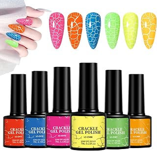Crackle Gel Nail Polish - Fluorescence Gel Set, Portable Chip-Resistant Coating | Multifunctional Long-Lasting Beauty Supplies for Daily Use Wedding Salon Photography Travel Manicure Pedicure Kit