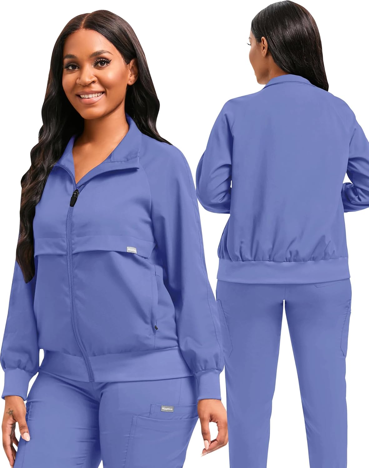 Scrubspro Scrub Jackets long Sleeve Medical Scrub Jackets for Women Zip Front