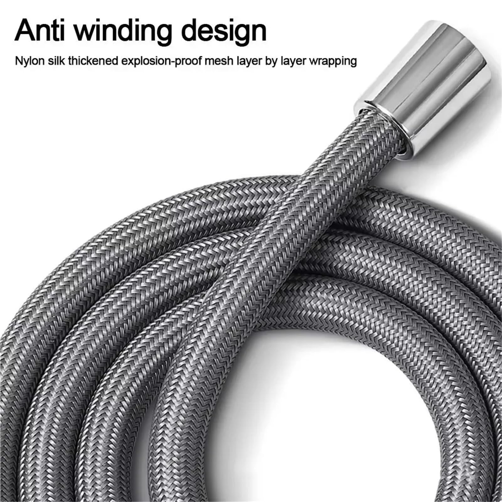Szczelny wąż prysznicowy 2,0 m – nylon i metal wielokolorowy (ciemnoszary) elastyczna rura prysznicowa dla łatwej instalacji i maksymalnej wygody