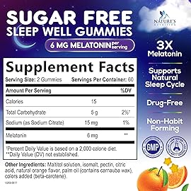 Melatonin Sleep Gummies 6mg - Sugar-Free Sleep Support Melatonin Gummy for Adults, Extra Strength Sleeping Gummy Supplement Supports Restful Sleep, Vegan, Tasty Orange Flavor, Zero Sugar - 120 Gummies