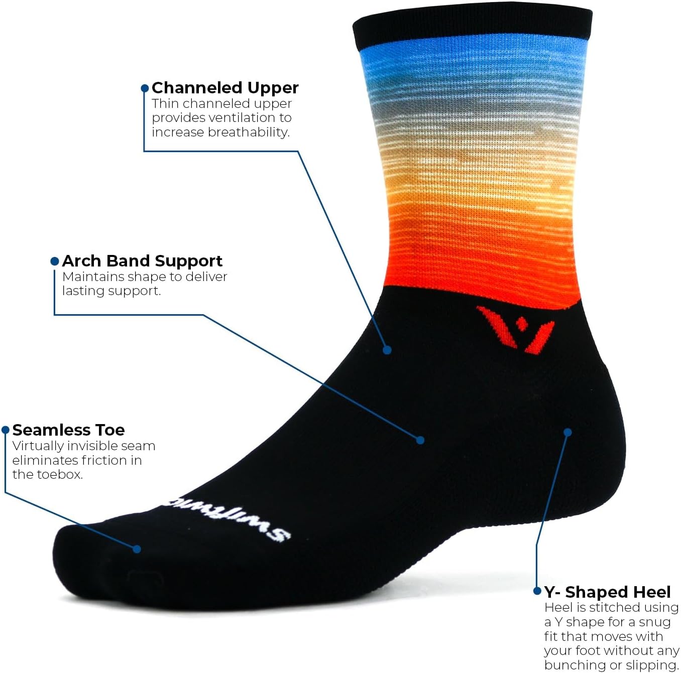 Swiftwick VISION IMPRESSION Crew, National Parks/States Edition, Running, Hiking and Cycling Socks