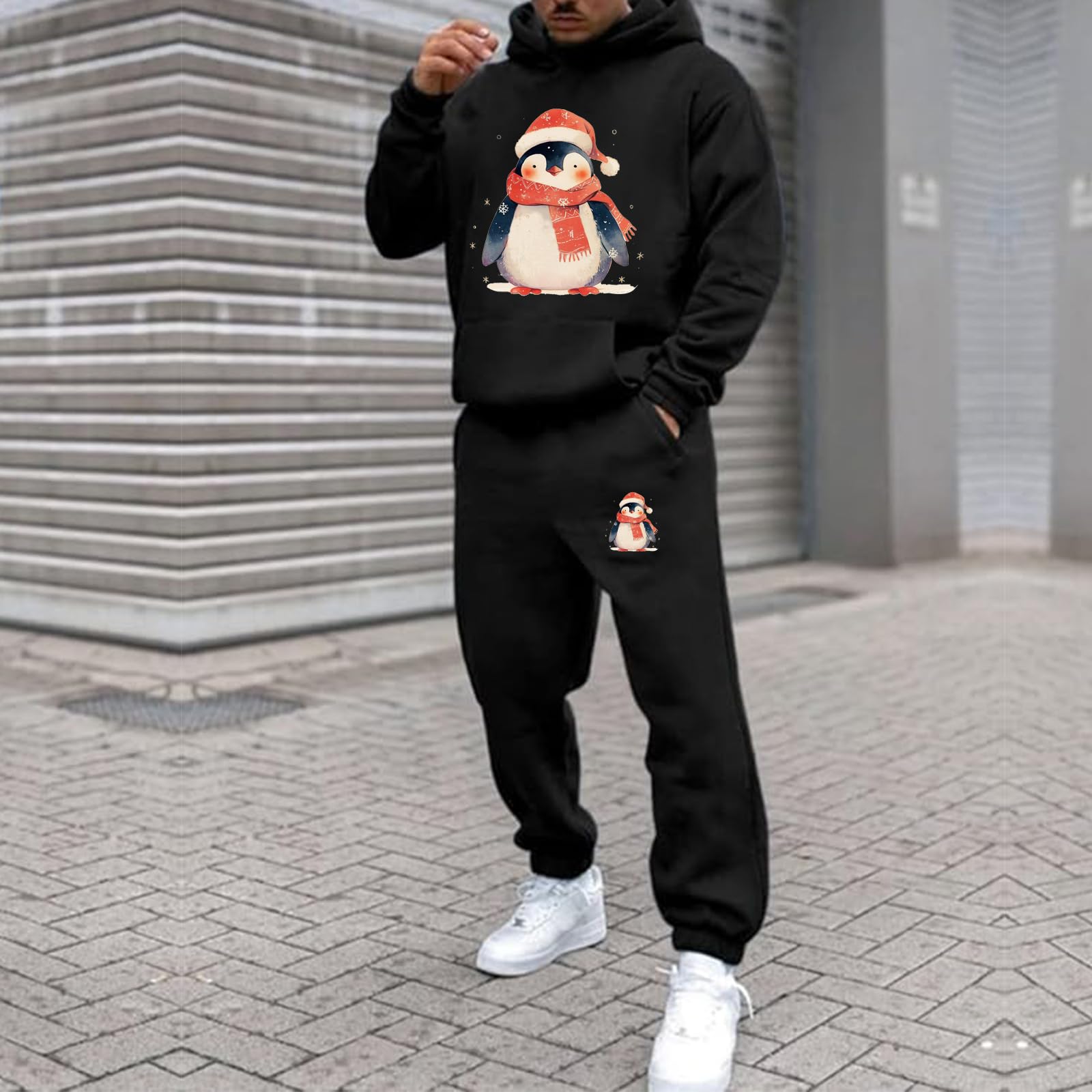Weihnachtanzug Xmas Funny Jogginganzug Herren Lustig Trainingsanzug Set für Damen Essentials Tracksuit Set Weihnachtdruck Lose Hoodies und Jogginghosen Unisex Weihnachtsoutfit