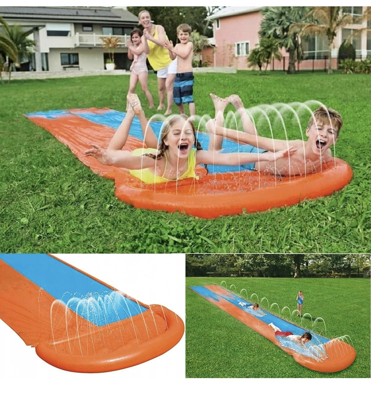 Richtots Premium 16ft Inflatable Water Splash Lawn Slide, Outdoor Double Lane Water Slip for Kids & Sprinkler Backyards Garden Waterslip Racing Lanes and Pool Slide (16 ft × 4.6 ft) - Image 4 thumbnail