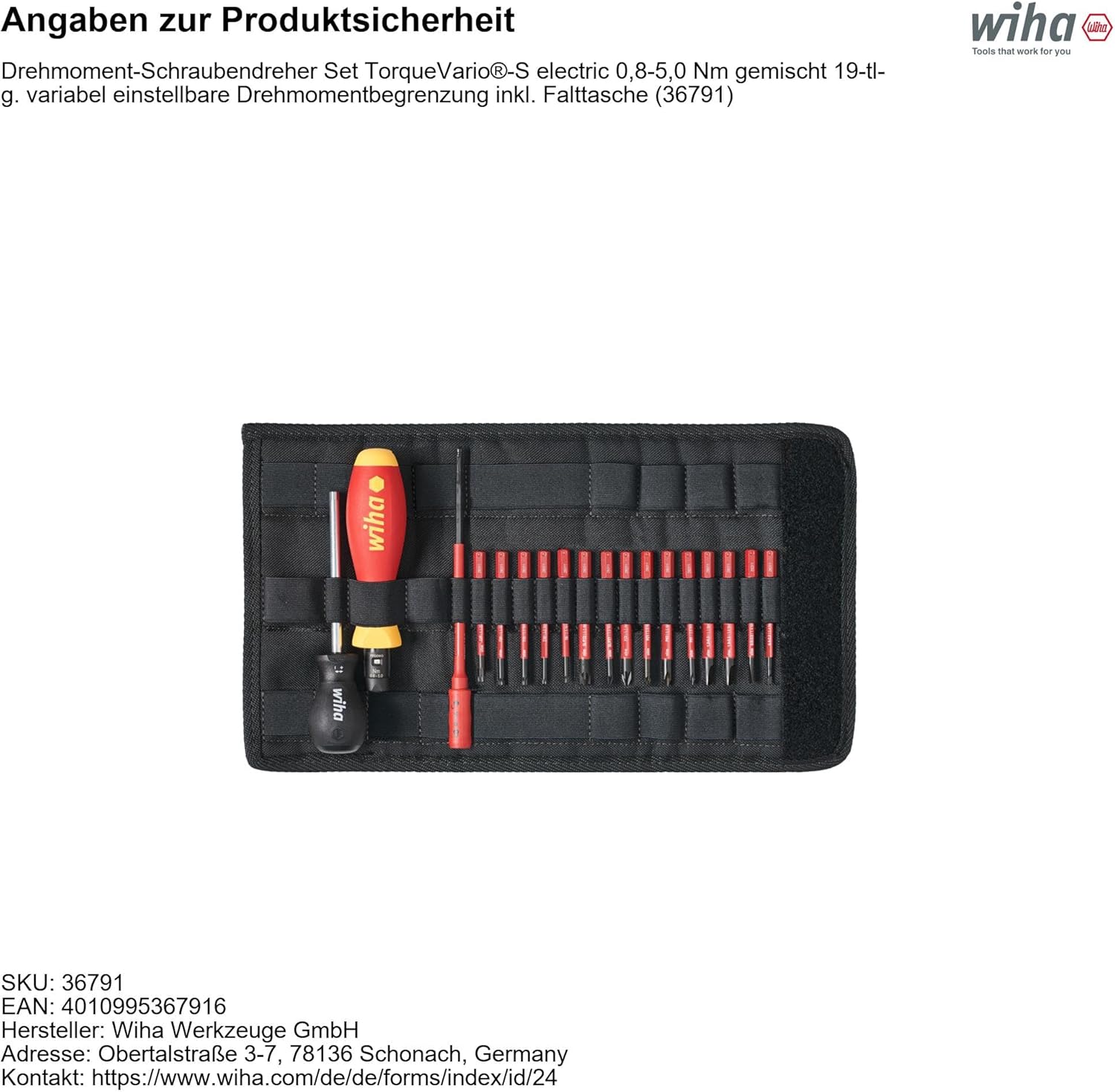 Wiha TorqueVario-S Electric Screwdriver Set, 18-Piece with Insulated ClicFix Bit Holder, Torq-Set, Multicolor