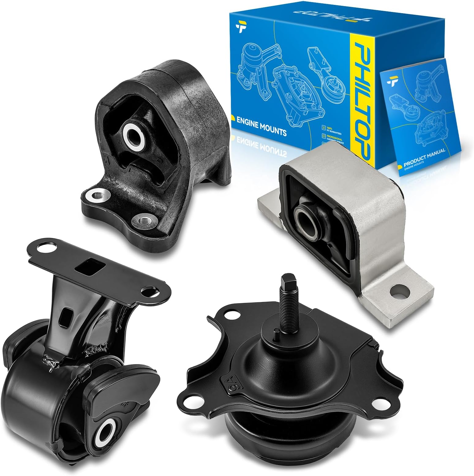 PHILTOP Engine Motor Mount Set Compatible with 2002-2006 Honda CR-V Transmission Motor Mount Replacement A4504 A4506 A6596 A6597 Set of 4