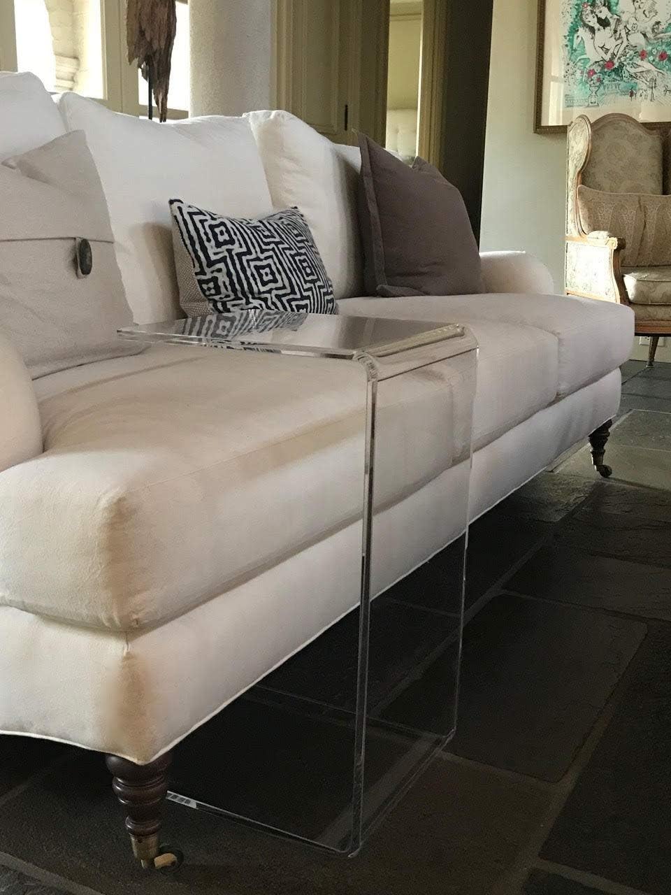 Clear Acrylic Occasional Table 14 x 12 x 23 high 1/2" Thick Under Couch, Laptop Stand