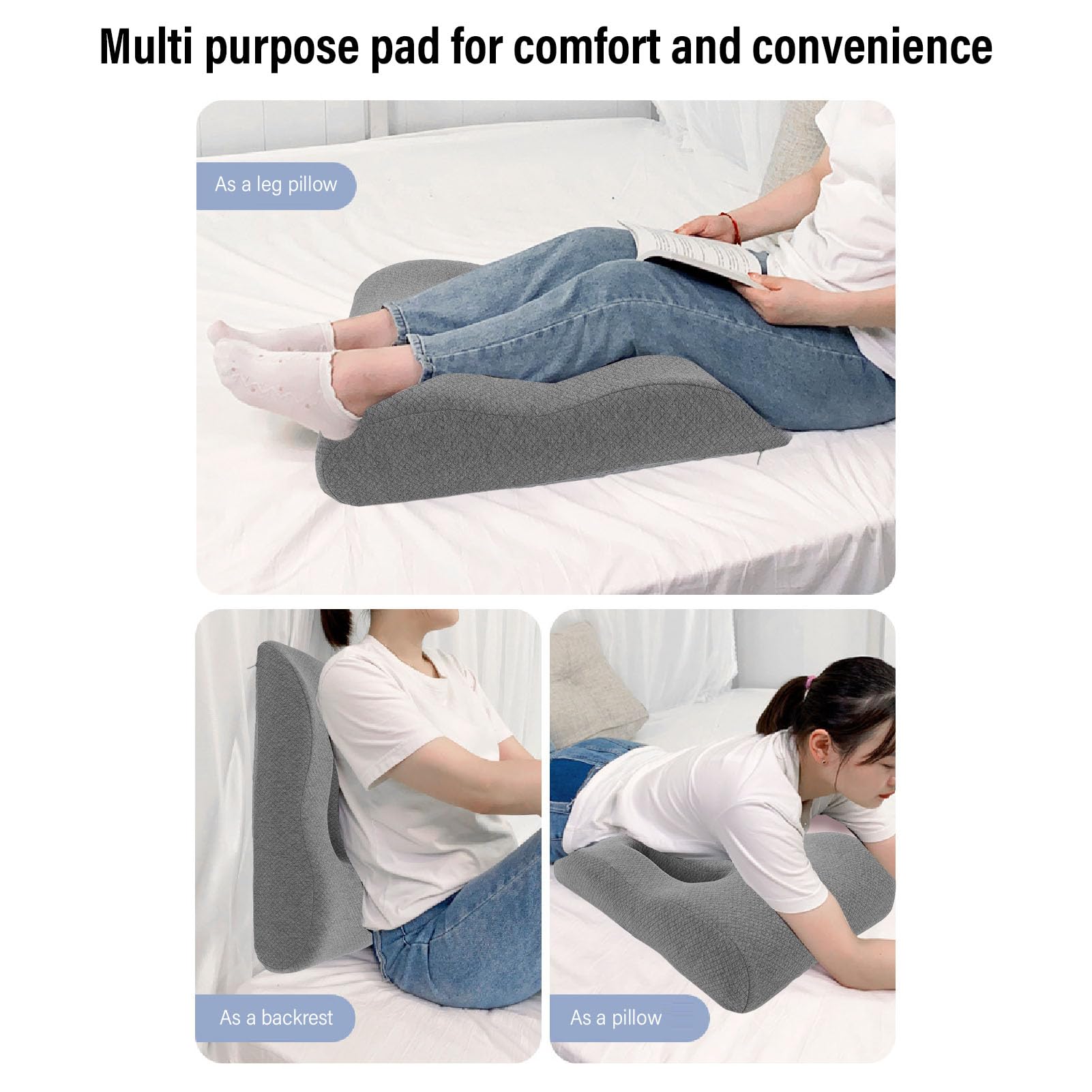 Leg Elevation Pillow, Memory Foam Leg Pillow, Detachable Elevating Wedge Leg Pillow for Legs, Knees, Sleeping, Reading, Backrest, Memory Foam Leg Elevating Pillow Leg Rest Wedge