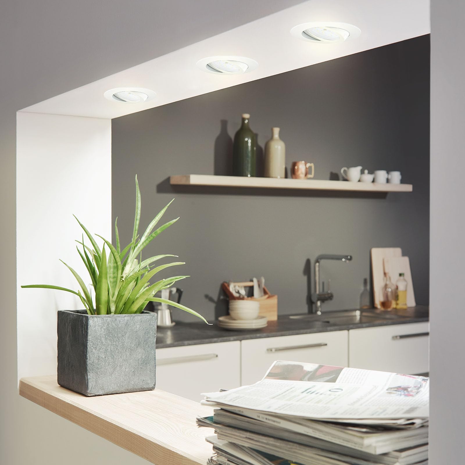 Briloner leuchten lot de 3 spots lED encastrables à intensité variable et spot orientable faible profondeur d'encastrement raccordement : 3 cm 7232-036 direct 230 v blanc ,, 3er set