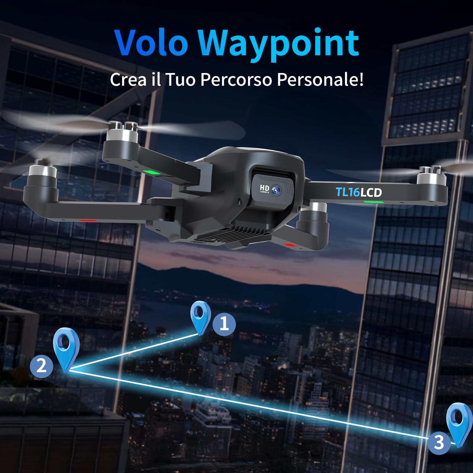 Tolatoyus Drone con Telecamera 4K per Adulti, Drone GPS con Telecomando LCD Follow Me Ritorno Automatico Trasmissione 5G Lungo Raggio Quadricottero Pieghevole Droni per Principianti